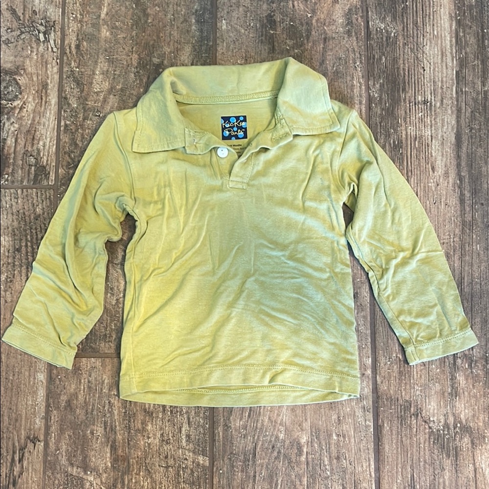 Kickee Pants Yellow/Green Long Sleeve Polo Shirt